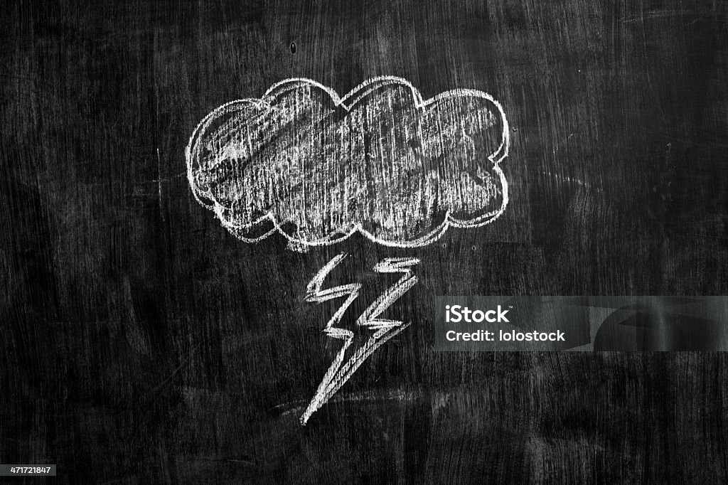 Рисунок мелом из thundercloud blackboard - Стоковые фото Болт роялти-фри