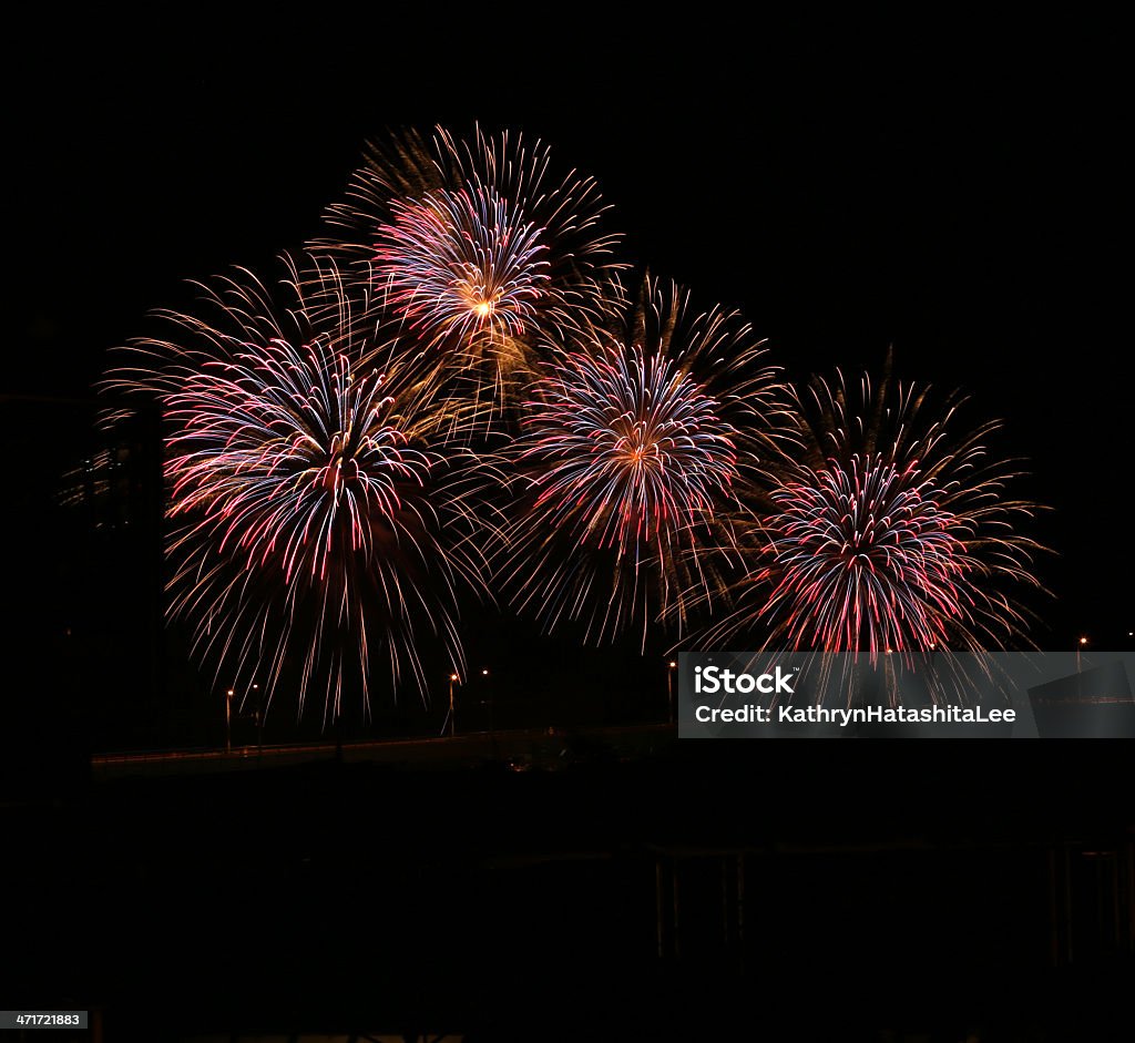 Glitzernde Feuerwerk über Vancouver, British Columbia, Kanada - Lizenzfrei Britisch-Kolumbien Stock-Foto