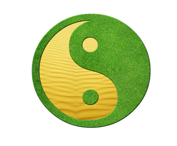 istock Ying Yang 2 Elements in balance, desert and gras 471725393