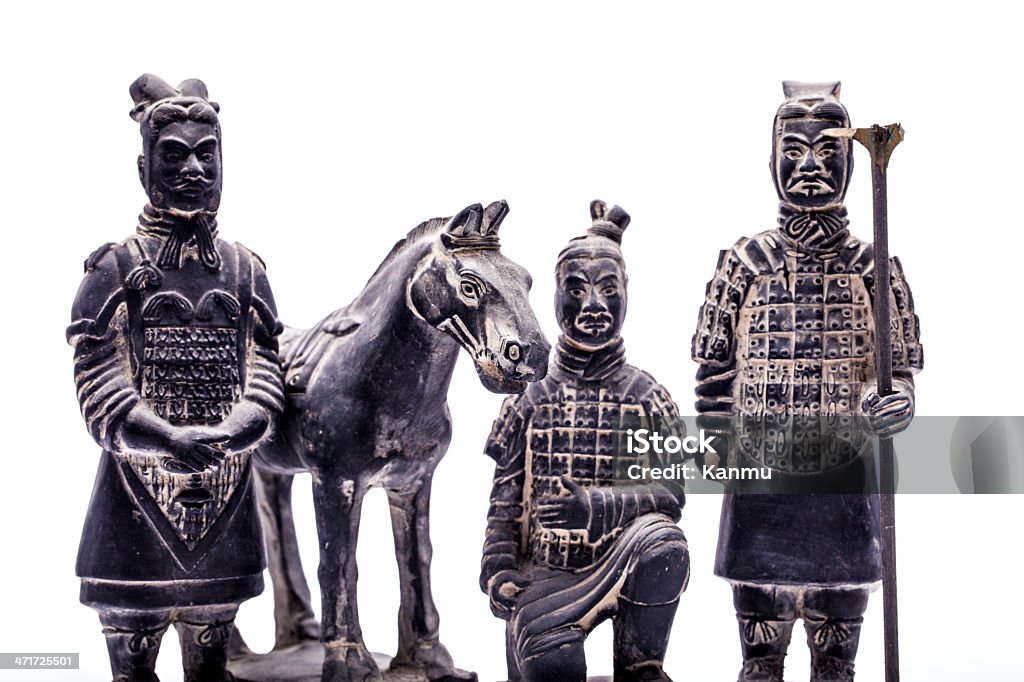 Terra Cotta Warriors,isolated on white background Ancient Stock Photo
