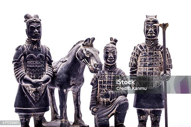 Terra Cotta Warriors Isolated On White Background Stock Photo - Download Image Now - Ancient, Archaeology, Armed Forces