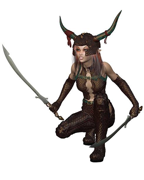 istock Dragon Warrior Girl - crouching 471726897