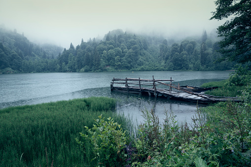 Little wharf of Lake of Borcka (Karagol), Artvin, Turkey