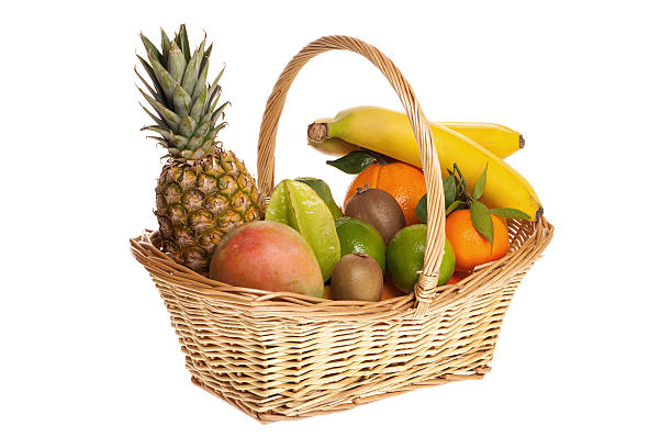 istock Willow basket full of fresh fruit 471727889