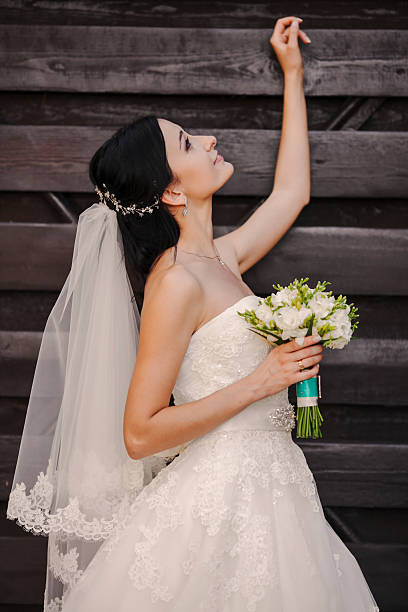 istock Bride at  wooden wall 471728240