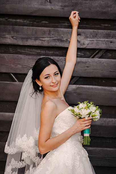 istock Bride at  wooden wall 471728248