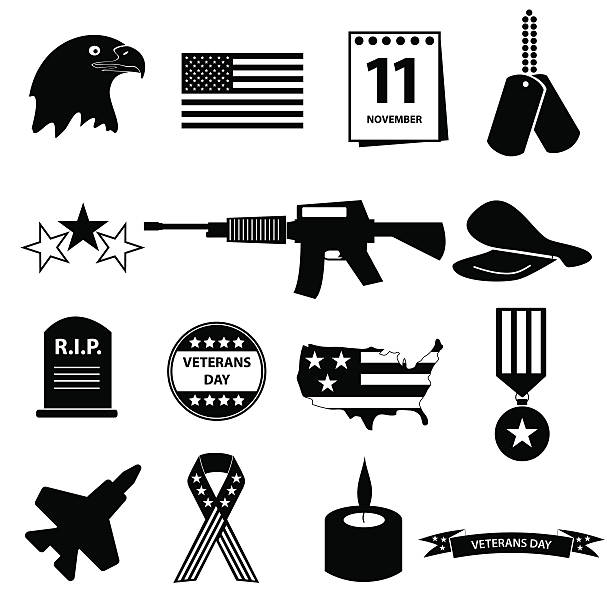 ilustraciones, imágenes clip art, dibujos animados e iconos de stock de día de los veteranos estadounidense celebración de los iconos set eps10 - medal star shape war award
