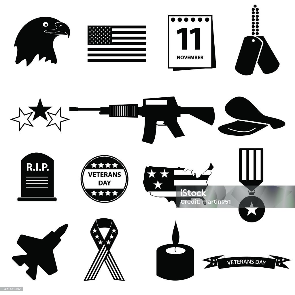 american veterans day celebration icons set eps10 Icon Symbol stock vector