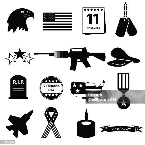 American Veterans Day Celebration Icons Set Eps10 Stock Illustration - Download Image Now - Icon Symbol, US Veteran's Day, Veteran