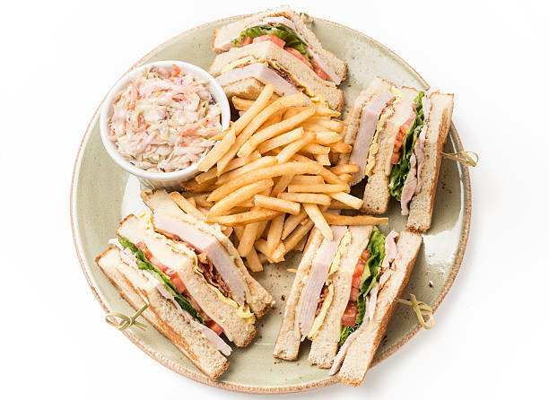 club sandwich - club sandwich sandwich french fries turkey foto e immagini stock