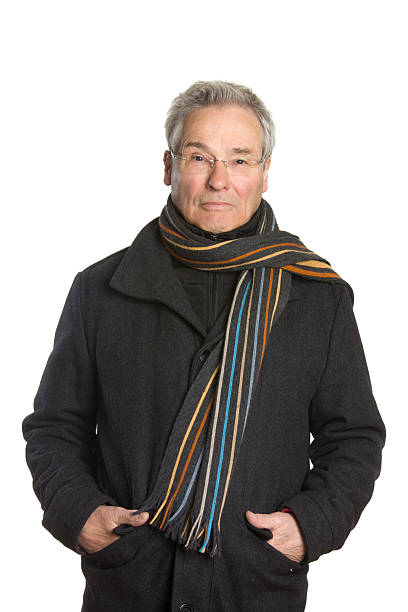 istock Senior man, winter portraits on white background 471734043