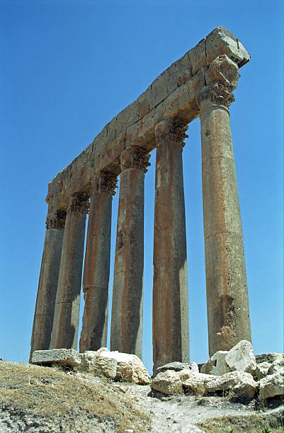 Historical column, ruins and antiquities in the Ephesus Ancient City at sunset-  İzmir / Turkey