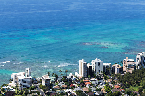 Honolulu skyline with seafront
