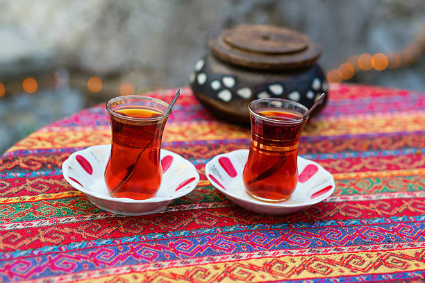 istock Black Turkish tea in traditional glasses 471737287