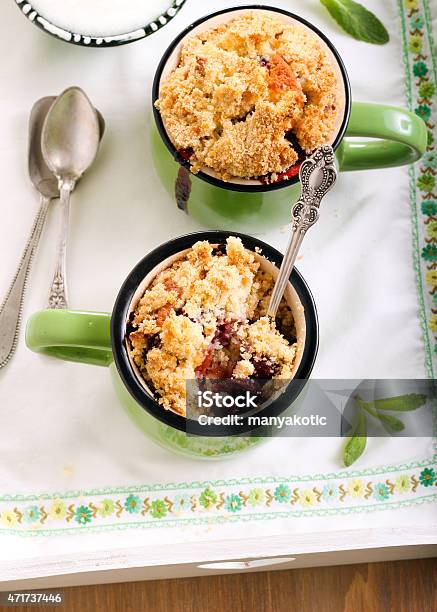 Fruit Crumble Topping Cupcakes Stock Photo - Download Image Now - 2015, Baked, Baked Pastry Item