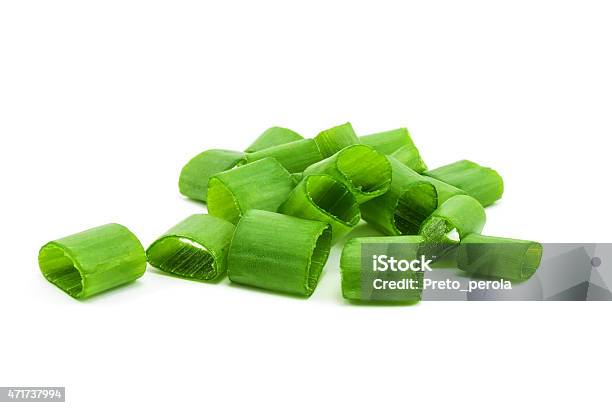 A Small Pile Of Chopped Green Onions Stock Photo - Download Image Now - Scallion, Chive, Cut Out