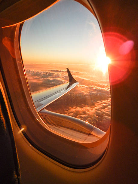 햇빛 (드럼 항공기 - airplane porthole 뉴스 사진 이미지