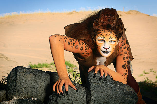 Leopard Woman stock photo