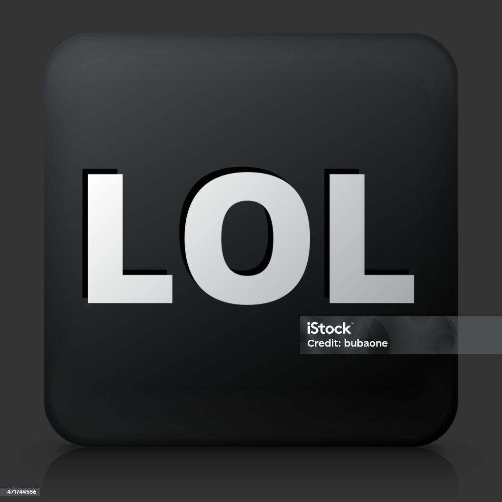 Black Square Button with LOL Royalty free vector icon. The white interface icon is on a simple black Background. Button has a bevel effect and a light shadow. 100% royalty free vector file and can be easily modified, icon download comes with vector graphic and jpg file.Black Square Button with  LOL 2015 stock vector