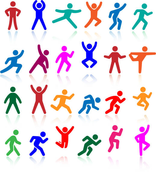 Active lifestyle people and vitality vector icon set Active lifestyle people and vitality vector icon set jumping jacks stock illustrations