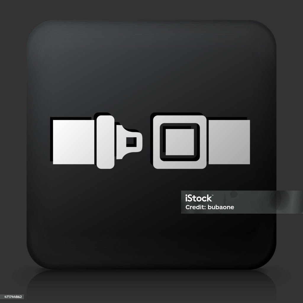 Black Square Button with Buckle Up Icon Royalty free vector icon. The white interface icon is on a simple black Background. Button has a bevel effect and a light shadow. 100% royalty free vector file and can be easily modified, icon download comes with vector graphic and jpg file.Black Square Button with Buckle Up Icon 2015 stock vector