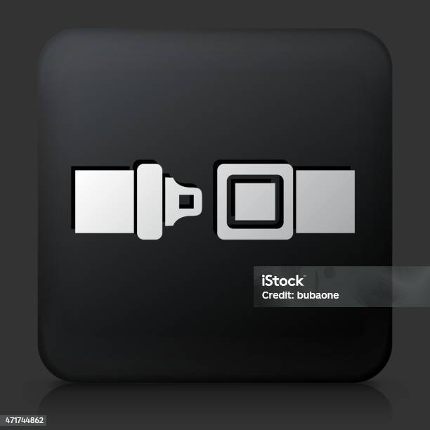 Black Square Button With Buckle Up Icon Stock Illustration - Download Image Now - 2015, Belt, Black Background