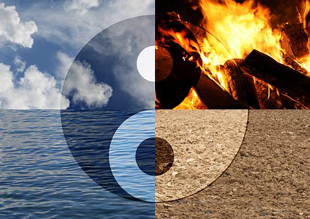 четыре элемента - yin yang symbol фотографии стоковые фото и изображения
