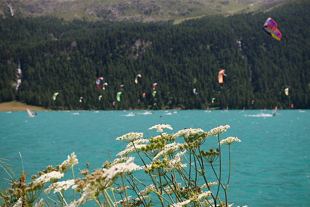 istock windsurfer and kitesurfer on Lake Silvaplana 471746275