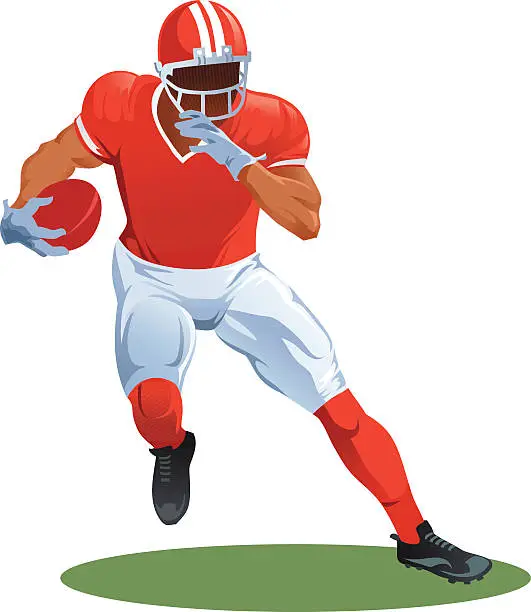 Vector illustration of Gridiron - American Football Player Running With Ball