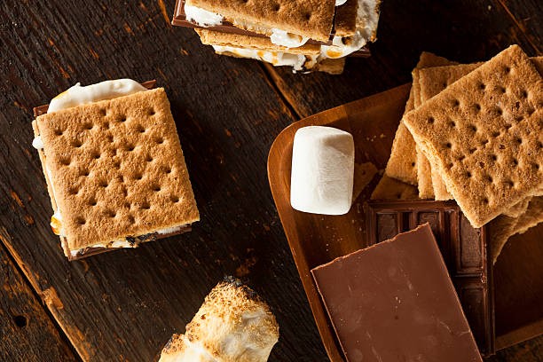 Homemade S'more with chocolate and marshmallow