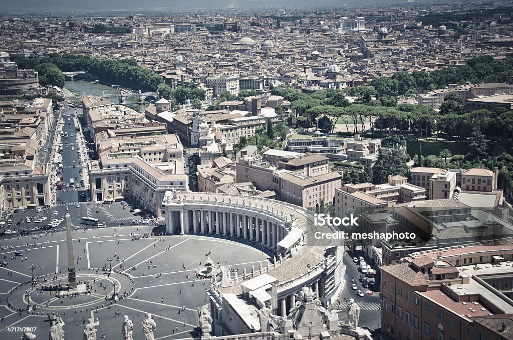 Panorama of Saint Peters Square in Rome Saint Peters Square in Rome Aerial View Stock Photo