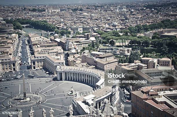 Panorama Of Saint Peters Square In Rome Stock Photo - Download Image Now - Aerial View, Basilica, Building Exterior
