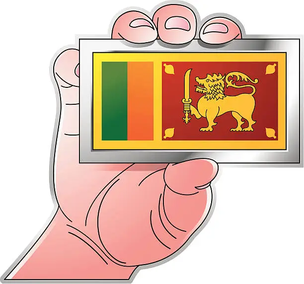 Vector illustration of hand holding Sri Lanka flag-a