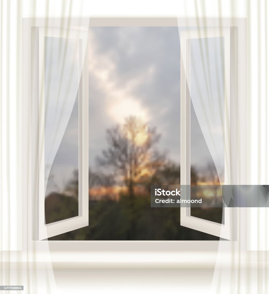 Opnn Window Background Background With An Open Window And An Evening Background Vector Stock ...