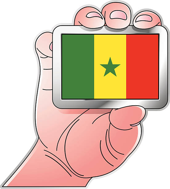 рука держит сенегал флаг - senegal africa vector illustration and painting stock illustrations