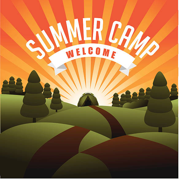ilustrações, clipart, desenhos animados e ícones de summer camp explosão de vetor eps 10 - summer camp sign child summer