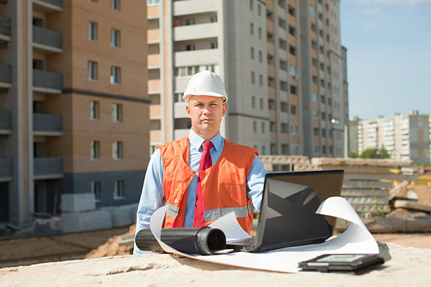 ホワイトのポートレートカラーの労働者 - engineering business white collar worker construction ストックフォトと画像