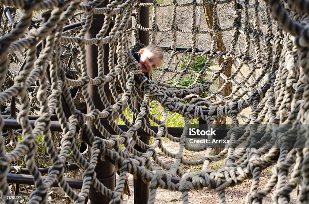 Молодой Мальчик в скалолазание сеть - Стоковые фото 2-3 года роялти-фри