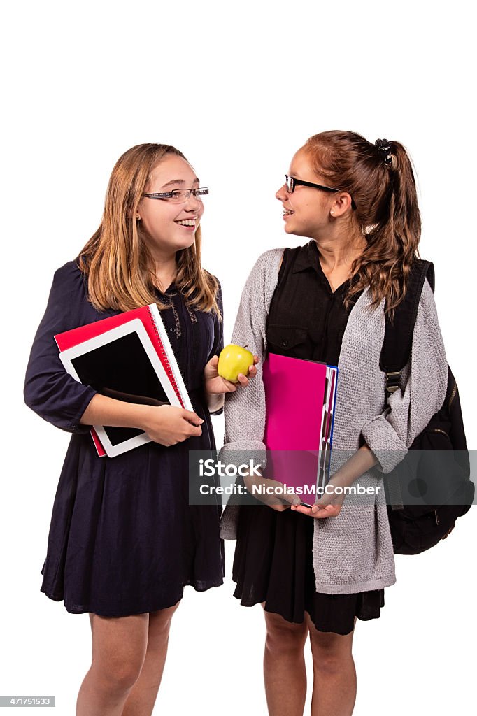Back to School: Dos chicas adolescentes charlar cheerfully - Foto de stock de Adolescente libre de derechos