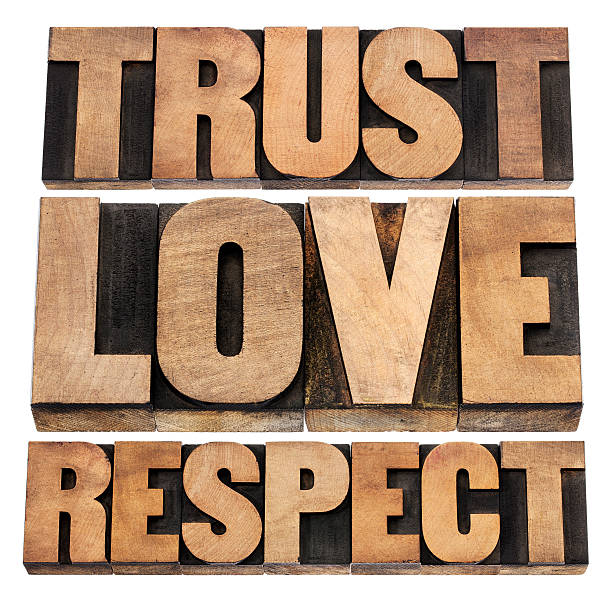 信頼と尊重、愛 - trust moral dilemma letterpress dirty ストックフォトと画像