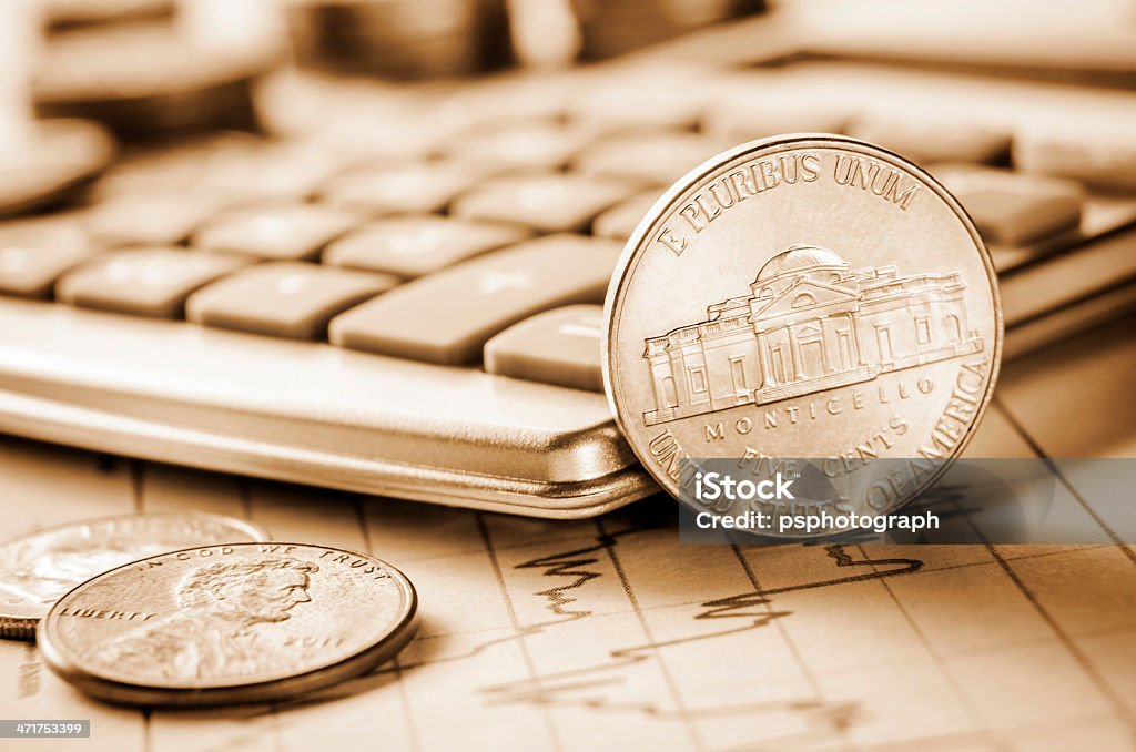 Сепия оттенком Калькулятор - Стоковые фото Американская валюта роялти-фри