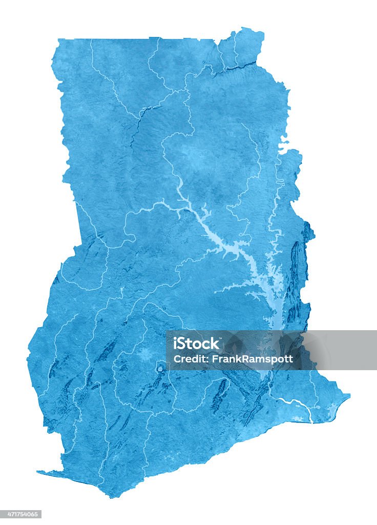 Ghana Topographic Karte Isoliert - Lizenzfrei Ghana Stock-Foto