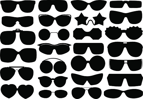 Different sunglasses isolated