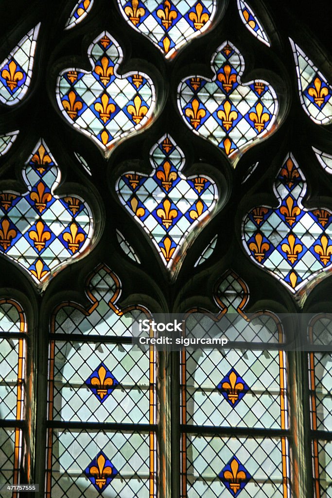 Janelas de vitral, França - Foto de stock de Arquitetura royalty-free