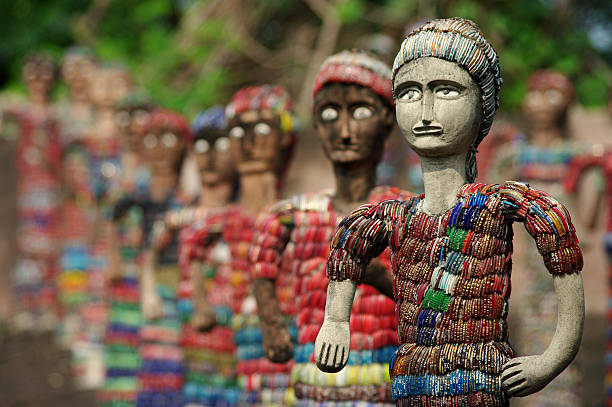 army of statuettes in Chandigarh stock photo