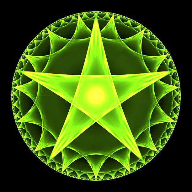 vert pentangle abstrait fractal design - pentangle photos et images de collection