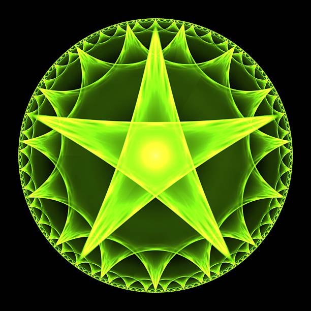Green pentangle abstract fractal design for backgrounds and wallpapers