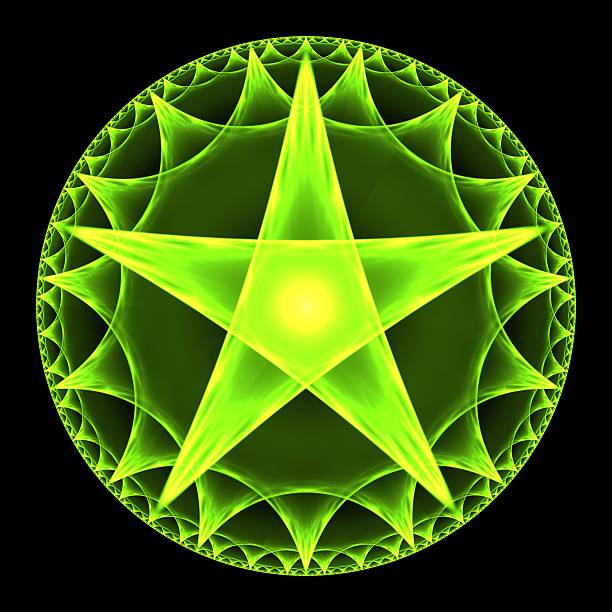 pentangle verde abstrato fractal design - pentangle imagens e fotografias de stock
