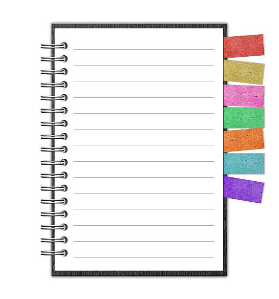 leere papier mit notebook und erinnerung hinweis - spiral notebook note pad spiral ring binder stock-fotos und bilder