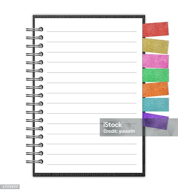 Papel Em Branco Com Notebook E Nota De Lembrete - Fotografias de stock e mais imagens de Agenda Pessoal - Agenda Pessoal, Anel - Joia, Branco